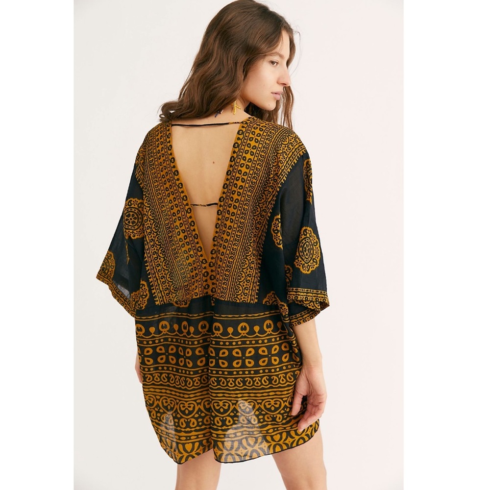 Free People Lace Up Open Back Printed Romper - Picture 2 of 3